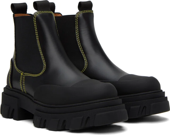 GANNI Black Stitching Chelsea Boots - Image 4