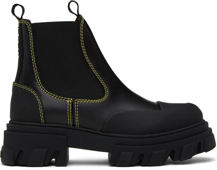 GANNI Black Stitching Chelsea Boots