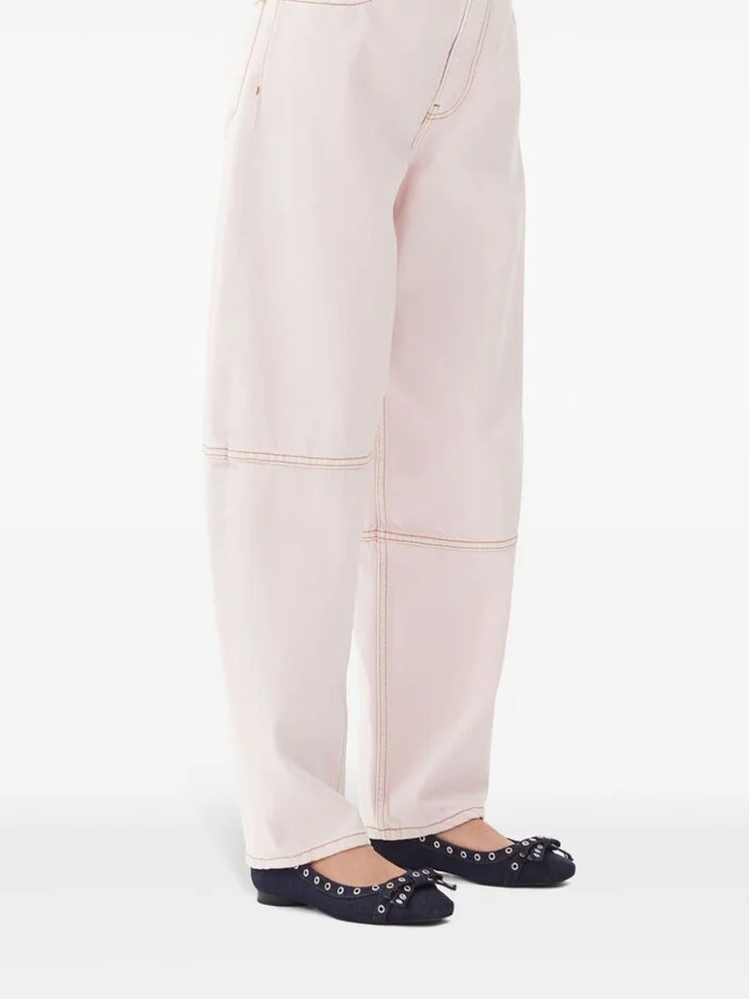 Ganni Blu Navy Ballerina Flats Embellished With Silver Studs - Image 3