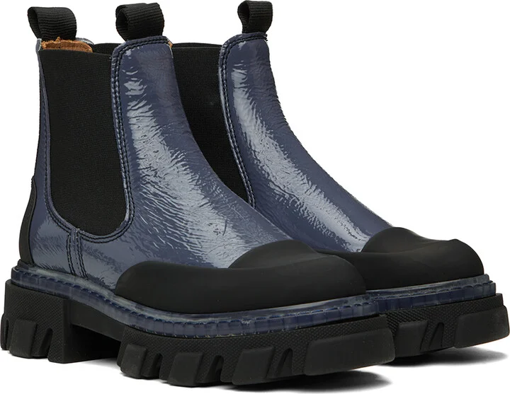 GANNI Blue Cleated Low Chelsea Boots - Image 4