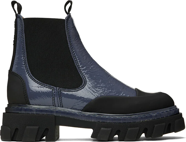 GANNI Blue Cleated Low Chelsea Boots