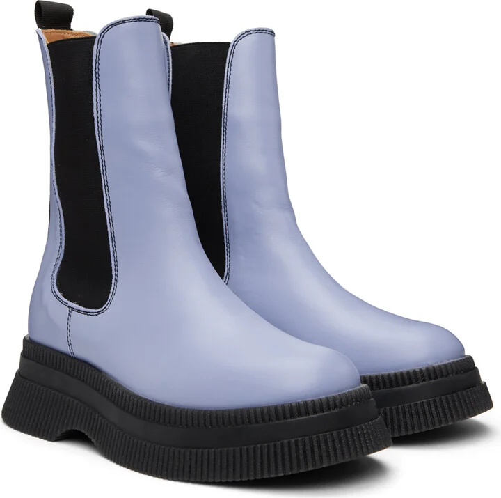 GANNI Blue Creepers Chelsea Boots - Image 4