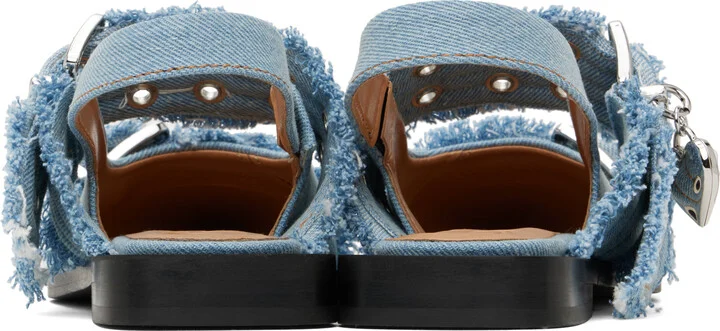 GANNI Blue Denim Charms Feminine Buckle Flats - Image 2