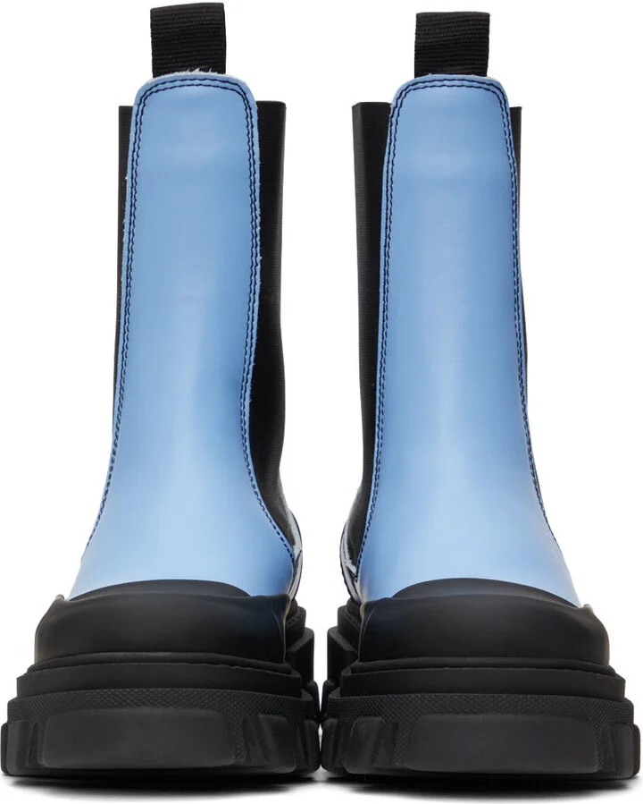 GANNI Blue Leather Chelsea Boots - Image 2