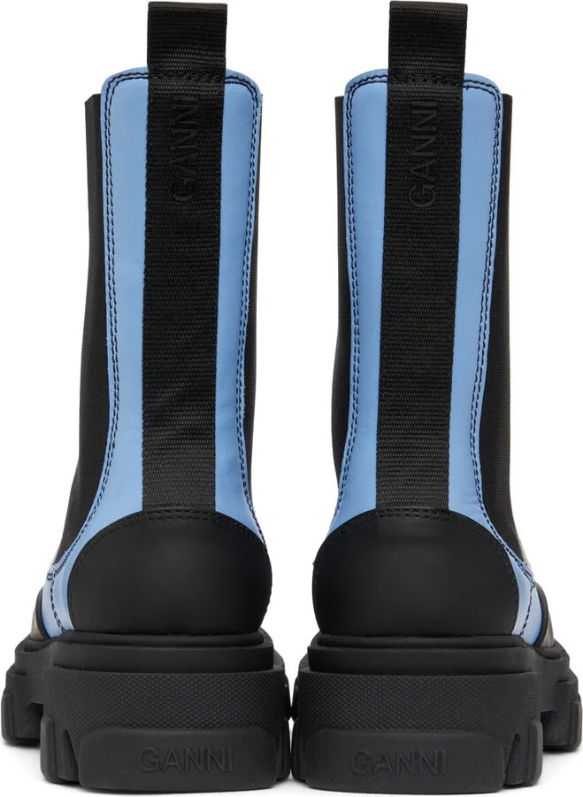 GANNI Blue Leather Chelsea Boots - Image 4