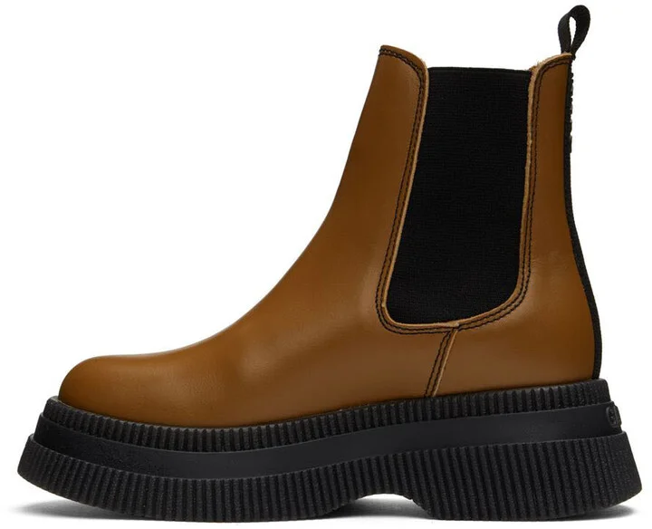 GANNI Brown Chunky Chelsea Boots - Image 3