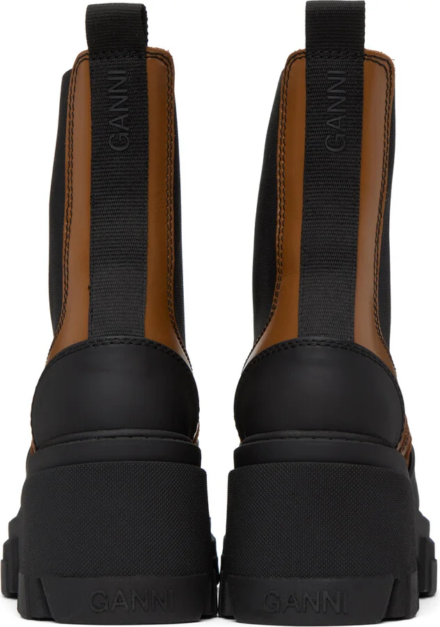 GANNI Brown Cleated Heeled Chelsea Boots - Image 2