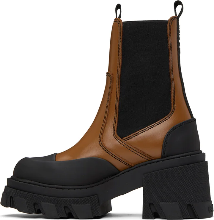 GANNI Brown Cleated Heeled Chelsea Boots - Image 3