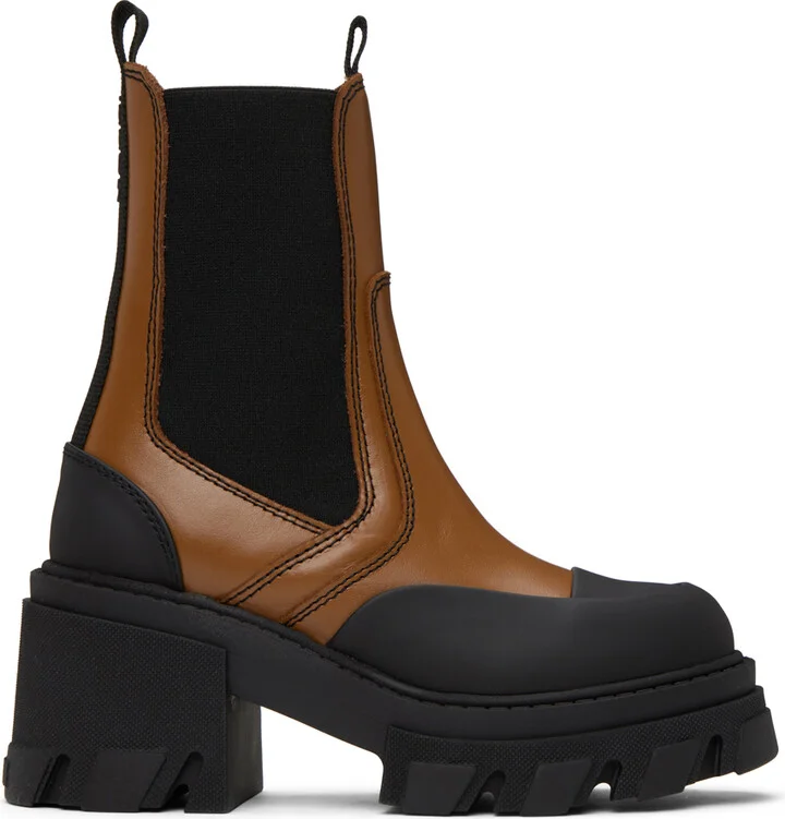 GANNI Brown Cleated Heeled Chelsea Boots