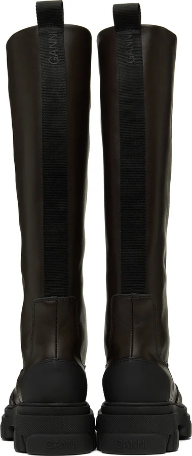 GANNI Brown Cleated Tubular Tall Boots - Image 2
