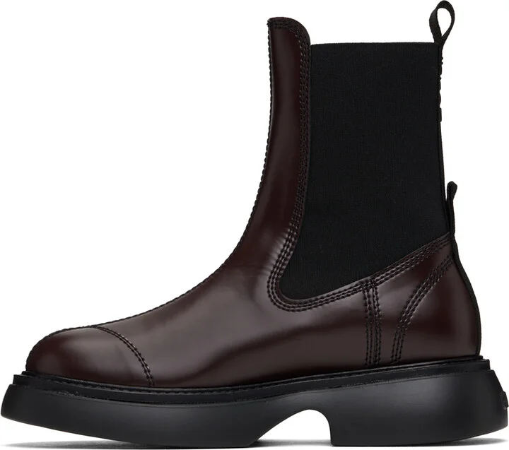 GANNI Brown Everyday Mid Chelsea Boots - Image 3