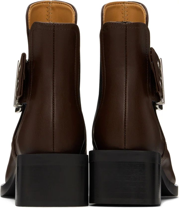 GANNI Brown Feminine Buckle Chelsea Boots - Image 2