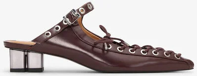 Ganni Brown Lace-Up Oleatex Mules