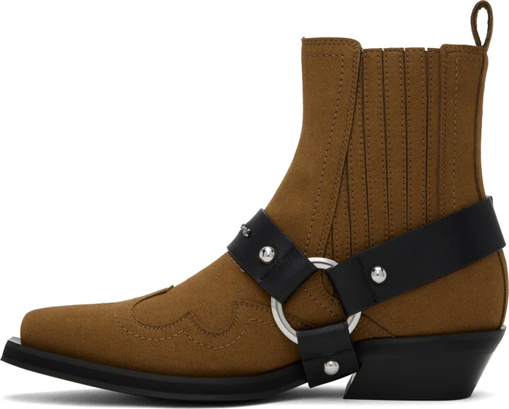 GANNI Brown Low Cut Western Chelsea Boots - Image 3
