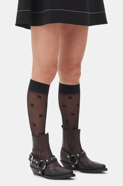 Ganni Brown Low Cut Western Chelsea Boots