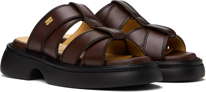 GANNI Brown Mule Sandals - Image 4