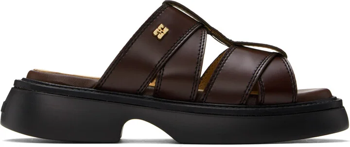 GANNI Brown Mule Sandals