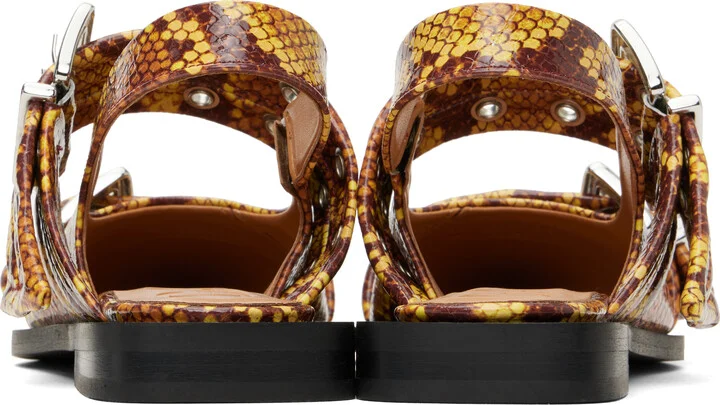GANNI Brown Snake Feminine Buckle Flats - Image 2
