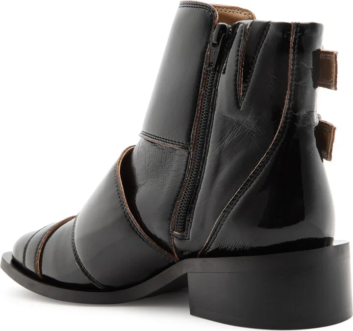 Ganni Buckle 40 Patent Faux Leather Ankle Boots - Image 2
