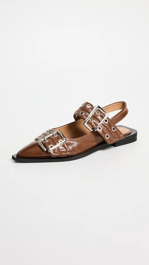 GANNI Buckle Ballerina Naplack Flats - Image 2
