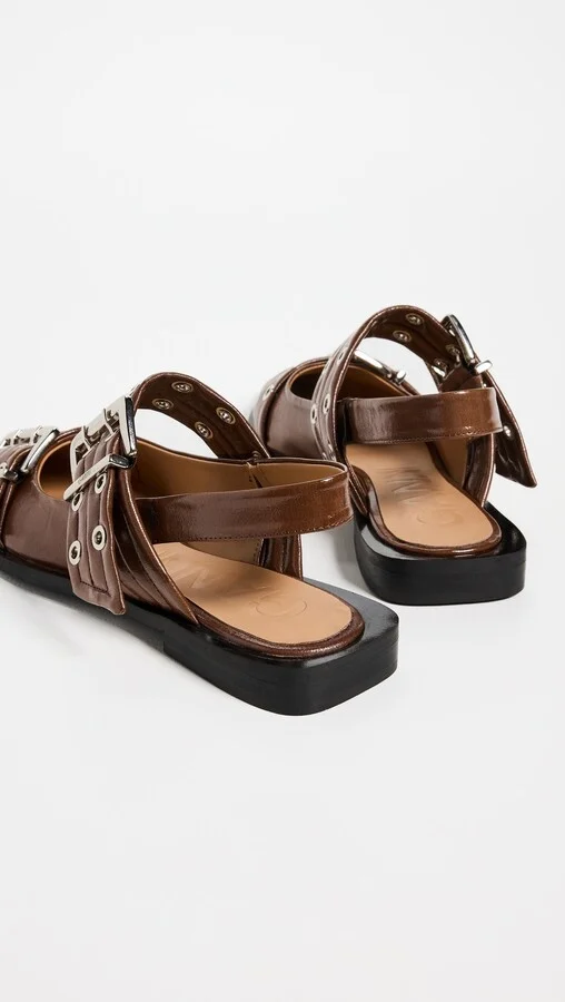 GANNI Buckle Ballerina Naplack Flats - Image 3