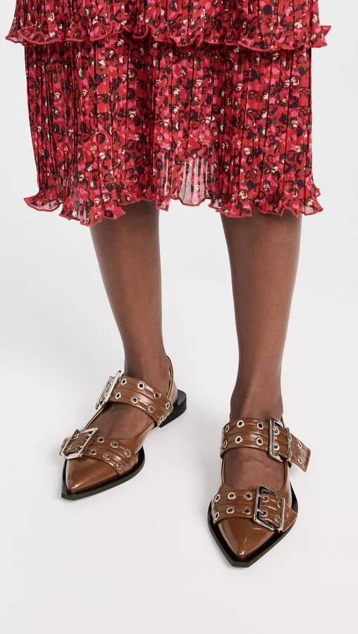 GANNI Buckle Ballerina Naplack Flats - Image 5