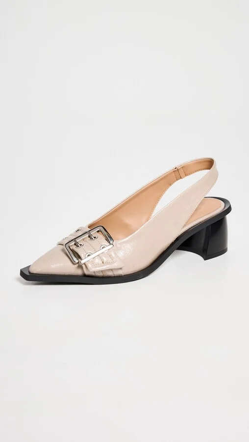 GANNI Buckle Slingback Pumps Naplack - Image 3