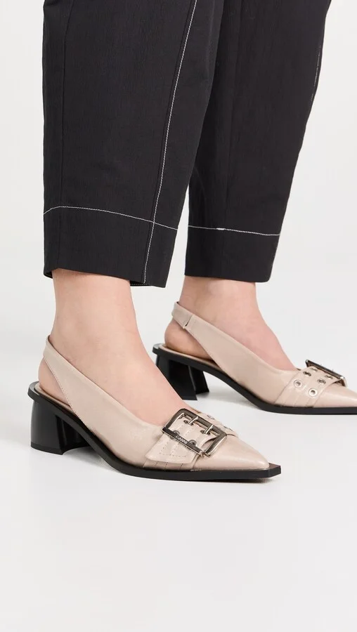 GANNI Buckle Slingback Pumps Naplack - Image 5