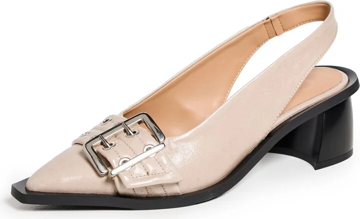 GANNI Buckle Slingback Pumps Naplack