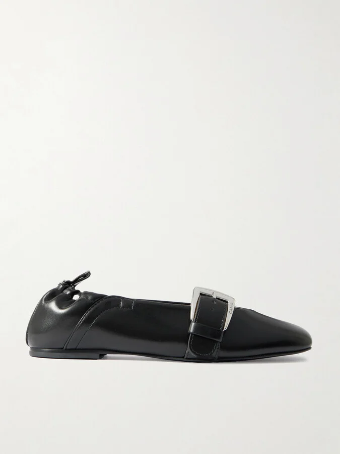 GANNI - Buckled Oleatex® Ballet Flats - Black