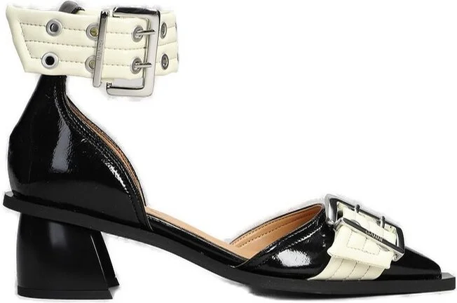 Ganni Buckled Open Cut Pumps