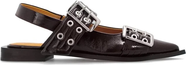 Ganni Buckled Slingback Ballerina Shoes