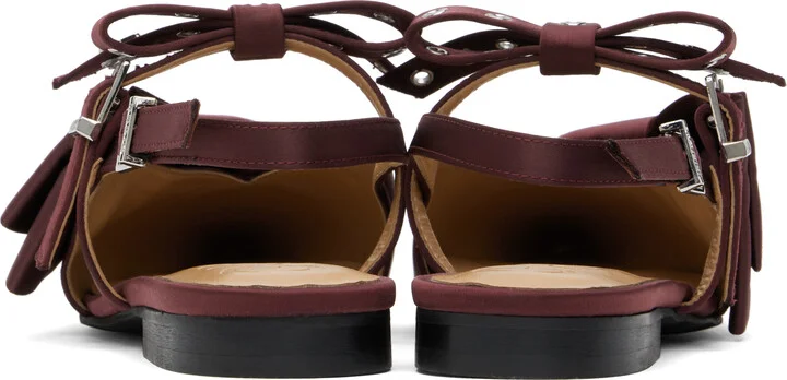 GANNI Burgundy Big Bow Slingback Flats - Image 2