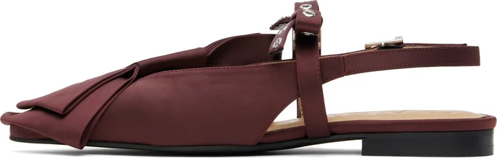 GANNI Burgundy Big Bow Slingback Flats - Image 3