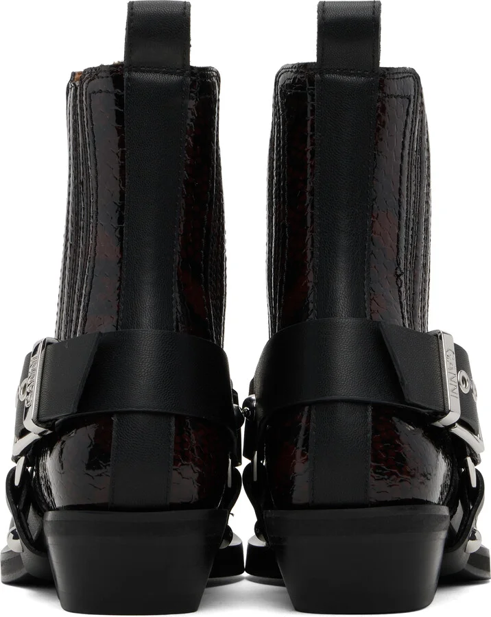 GANNI Burgundy & Black Low Cut Western Chelsea Boots - Image 2