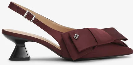 Ganni Burgundy Bow Kitten Heel Pumps
