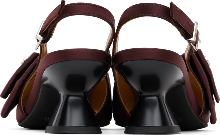 GANNI Burgundy Bow Kitten Heels - Image 2