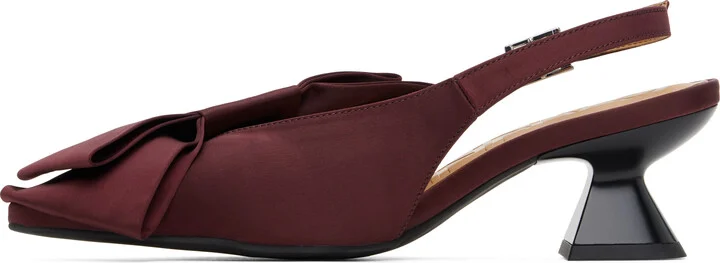 GANNI Burgundy Bow Kitten Heels - Image 3