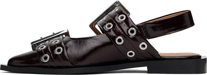 GANNI Burgundy Buckle Ballerina Flats - Image 3