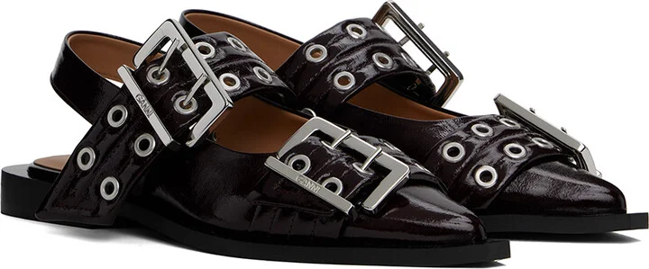 GANNI Burgundy Buckle Ballerina Flats - Image 4