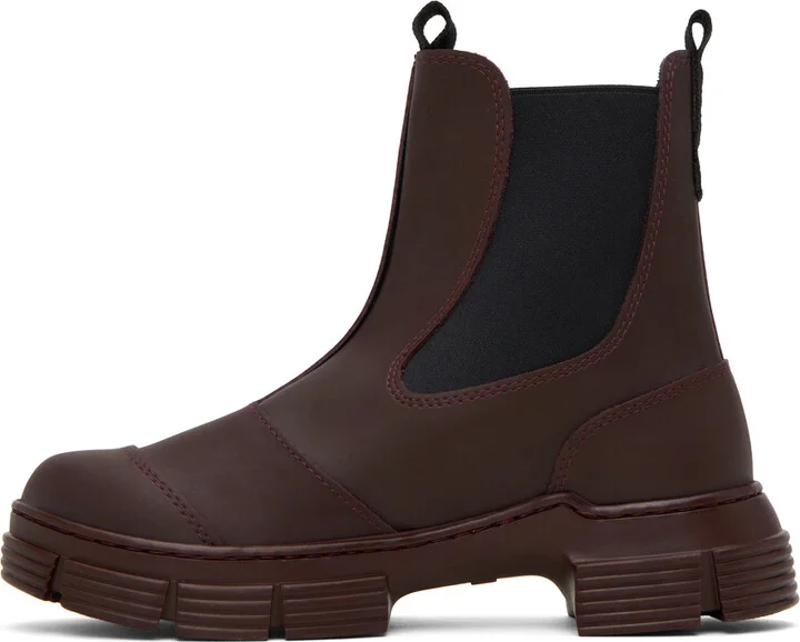 GANNI Burgundy City Boots - Image 3
