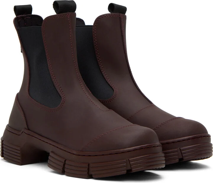 GANNI Burgundy City Boots - Image 4