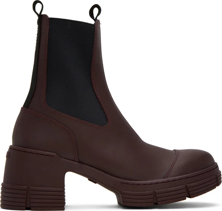 GANNI Burgundy City Boots