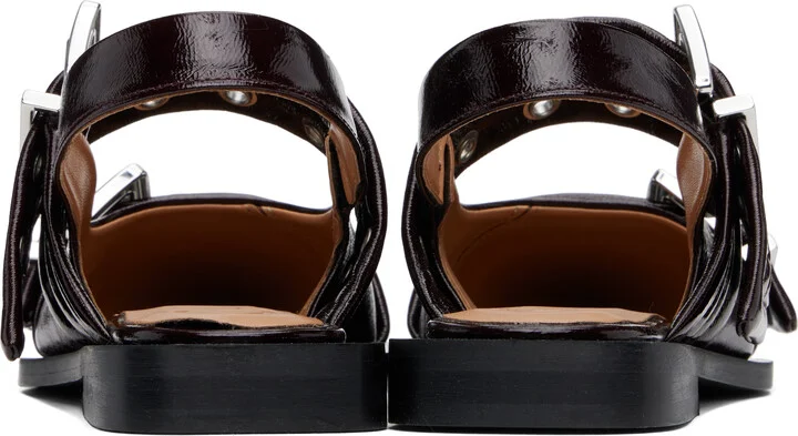 GANNI Burgundy Feminine Buckle Ballerina Flats - Image 2
