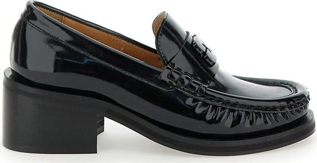 Ganni Butterfly Logo Mid Heel Loafers
