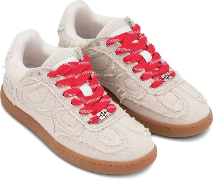 Ganni Canvas Sneakers With Raw-Cut Edges - Image 3