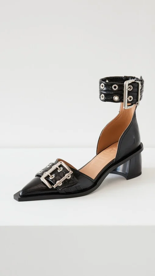 GANNI Chunky Buckle Open Cut Pumps - Image 3