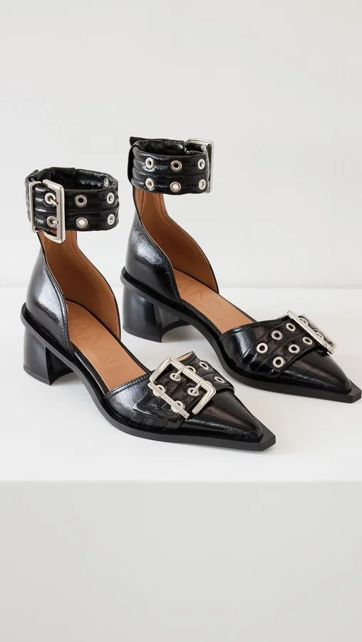 GANNI Chunky Buckle Open Cut Pumps - Image 4