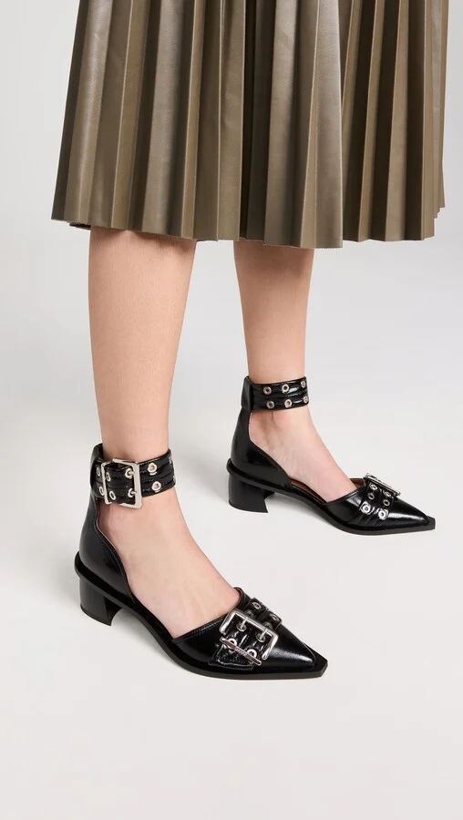 GANNI Chunky Buckle Open Cut Pumps - Image 5