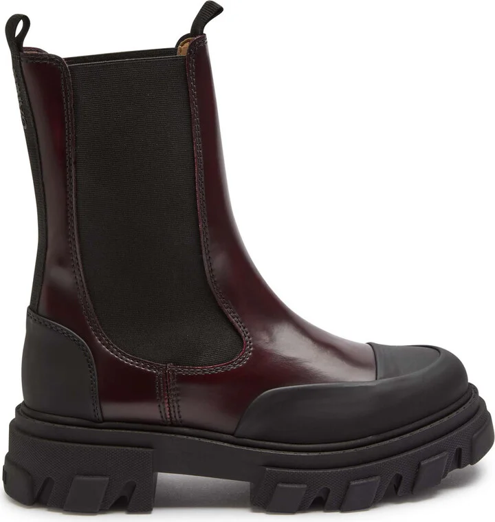Ganni Cleated Leather Chelsea Boots